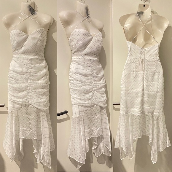 Two Sisters Dresses & Skirts - Two sisters ➰ ladies BNWT white/black dots adjustable strap mermaid midi dress 8